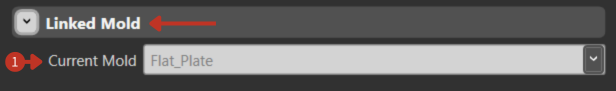 Linked Mold interface showing Current Mold dropdown with Flat_Plate selected