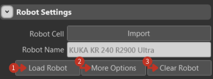 Robot control buttons: Load Robot, More Options, and Clear Robot