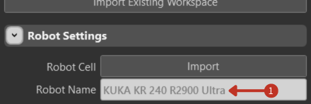 Robot Name input field showing KUKA KR 240 R2900 Ultra